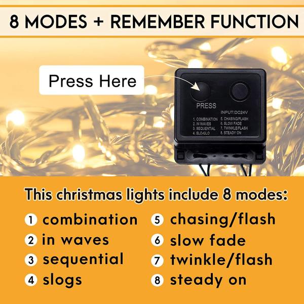 Outdoor UL588 900 Warm White Christmas Lights 220V Green Cable Fairy Lights
