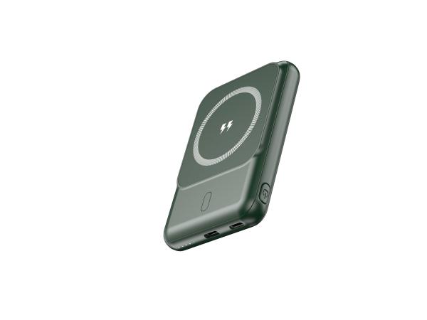 Banco de energia de ímã sem fio 5000mah Bateria de polímero Li Carregamento 12V-1.67A Saída ABS PC à prova de fogo