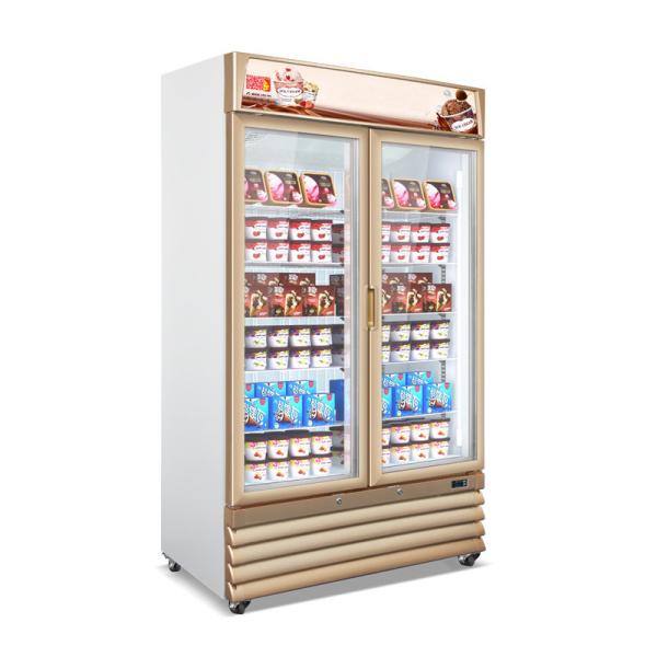 800L Glass Double Door Upright Display Freezer