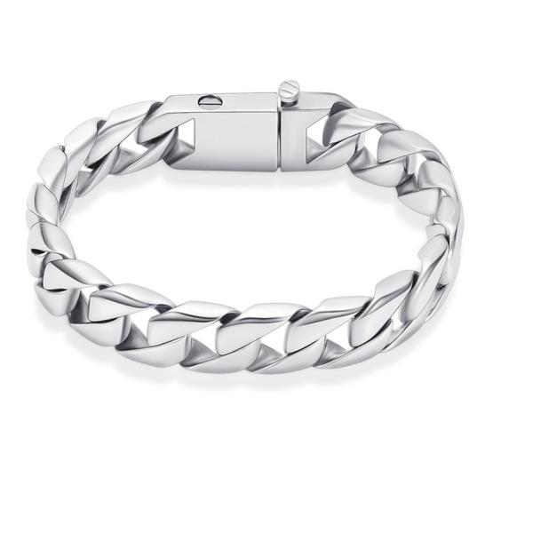 Stainless Steel Men's Curb Chain Bracelet for Ashes Keepsake Picture Inlay Technology CNC