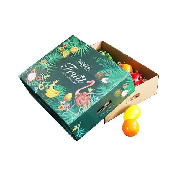 Frutas fritas de color naranja en cartón manzanas de papel cartón embalaje de uvas fuerte B-flauta caja corrugada para frutas y verduras