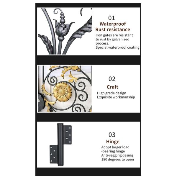 Современный парадный вход дизайна гриля дома, гальванизированный чугунный главный вход