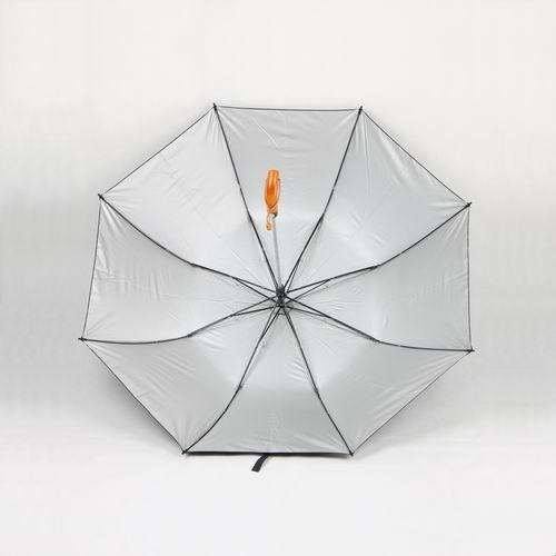 Wooden Handle Two Foldable Golf Umbrella With Black Silver Coating Polyester Canopy