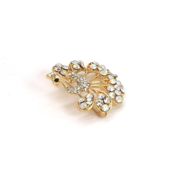 Hollow Out Fashion Brooch Pin Gold Peacock Open Screen Shape OEM