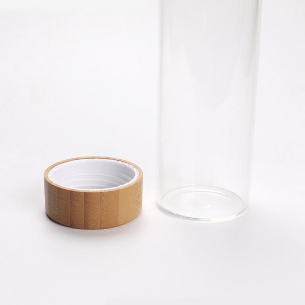 Fruit and Tea Infuser Water Bottle. Double Walled Glass Bottle with Bamboo lid