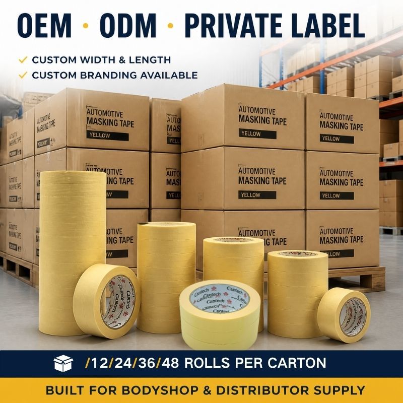 Premium Yellow High Temperature 100 Degree Automotive Masking Tape For Car Painting