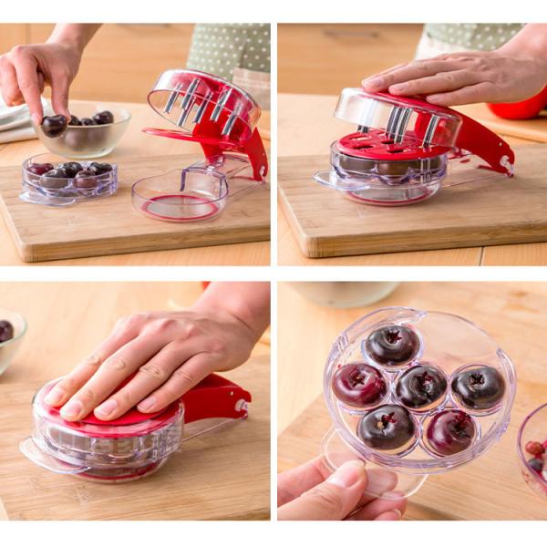 Stocked Cherry Pitter Remover for up to 6 Cherries Portable Cherry Seed Removal Tool
