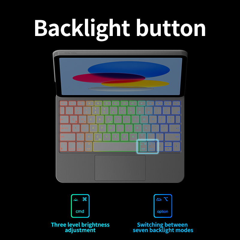 Premium Aluminum Magic Keyboard for iPad 10/ iPad 11 A16 Magnetic Keyboard Cover with Multi-Touch Glass Trackpad,ODM OEM