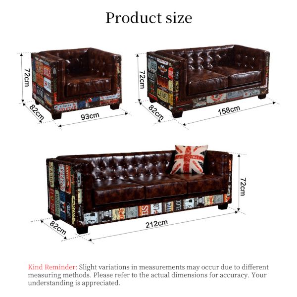 Nidea #8905 Luxury Sofa Vintage Industrial Retro Aviator Sofa  Bar Pub Club Studio Motorcycle Tuning Lounge Furniture Industrial Metal