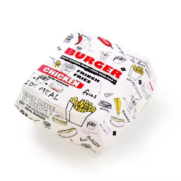 Impression en gros de cartons d'emballage de hamburgers à usage unique en papier kraft biodégradable