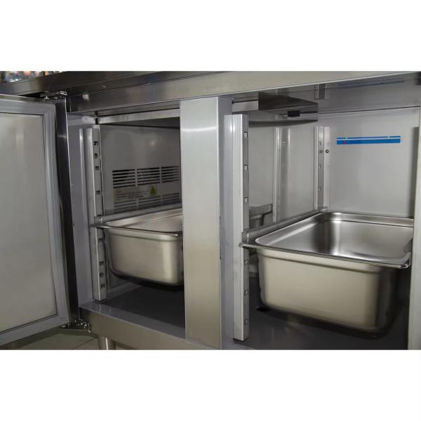 Réfrigérateur-congélateur commercial de cuisine en acier inoxydable à température unique du fabricant chinois, mode de refroidissement par air, style comptoir