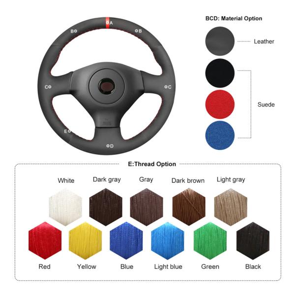 Custom Hand Stitching Black Suede Steering Wheel Cover for Subaru Impreza Legacy 2004 2005