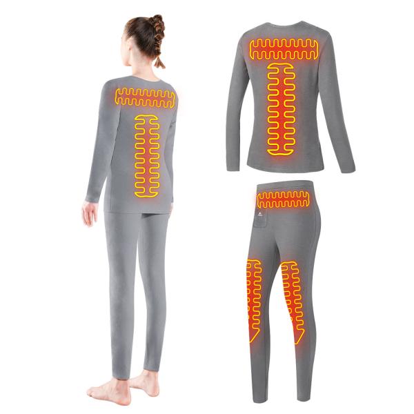 A camada baixa de aquecimento elétrica fêmea aqueceu o terno térmico do roupa interior para esportes de inverno