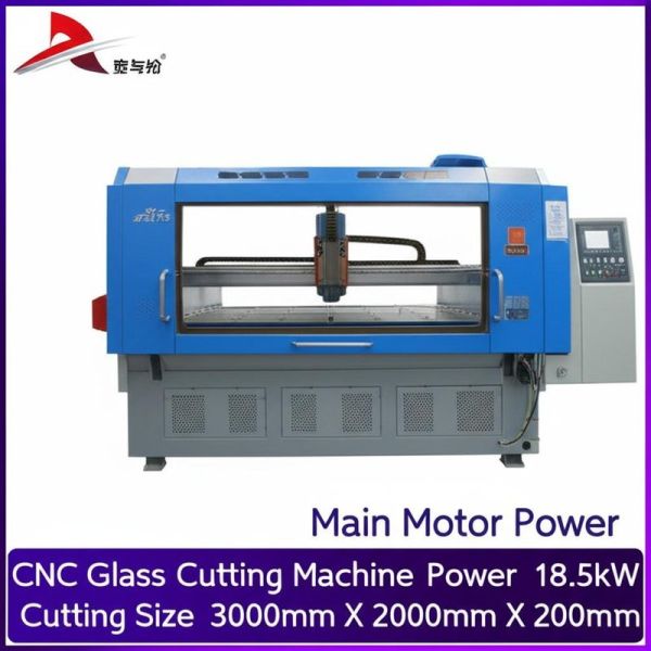 High Performance CNC Bridge Cutting Machine with 18.5kW Main Motor Power and 3000mm X 2000mm X 200mm Cutting Size for Precision Glass Cutting