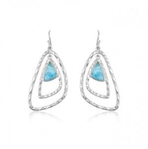 Cabochon S925 Blue Larimar Silver Jewelry Butterfly Drop Earrings