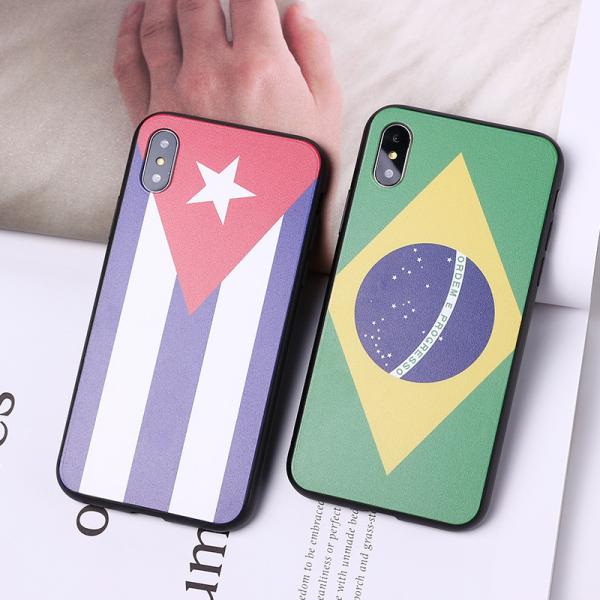 Top selling UK Germany USA Brazil Spain international flags pattern custom logo cell phone case for iphone 8