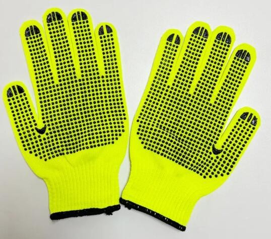 Green PVC Cotton Dotted Gloves Waterproof Cotton Work Gloves Bulk
