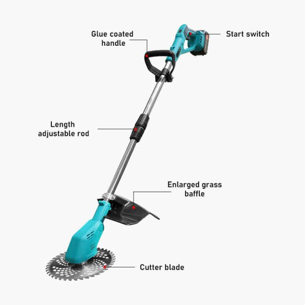 21V Brushless Grass Cutter and Trimmer — Battery Grass Cutters and Trimmers with Electric Garden Grass Trimmer 3-in-1 Blade System