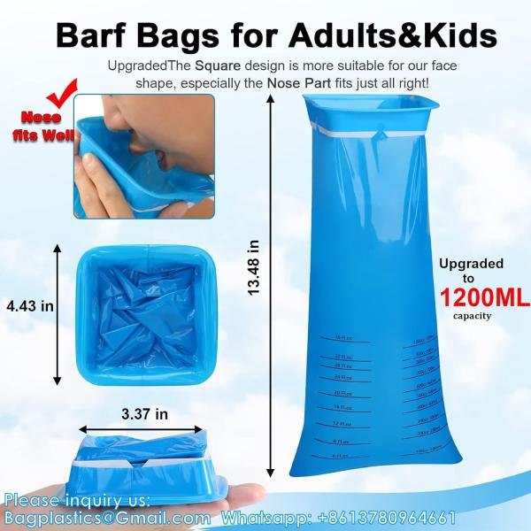 Emesis Bag, Disposable Vomit Bags, Aircraft & Car Sickness Bag, Nausea Bags For Travel Motion Sickness (Blue)