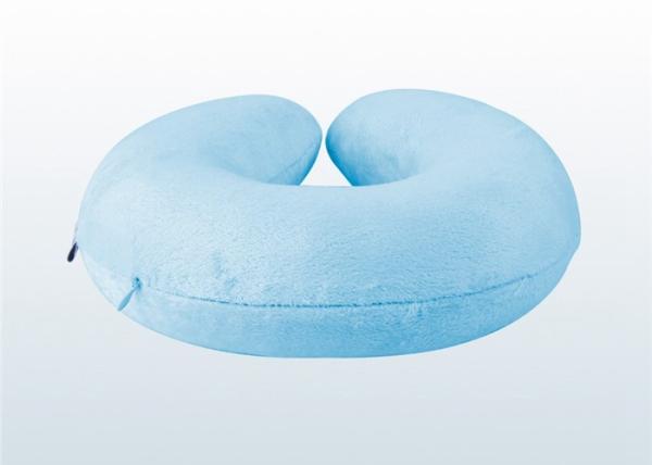 Neck Rest Travel Pillow Relaxation Nap Cushion With Luxury Blue Plush Velour Cover