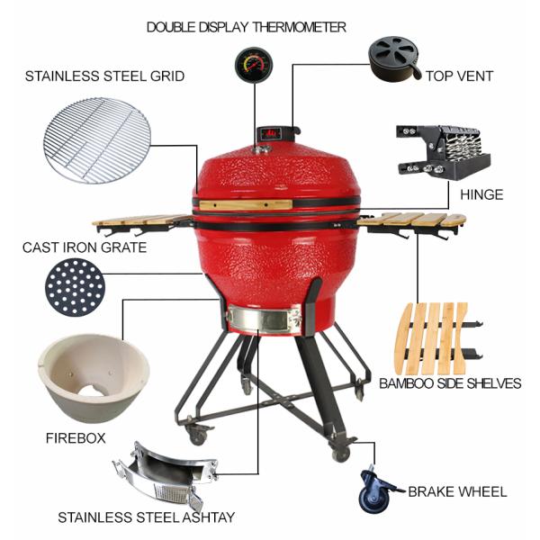 KIMSTONE 28inch Kamado Grill Outdoor Kitchen Midium China Keramik Kamado and Pizza Oven Forno Charcoal Barbecue Grill Parrillera