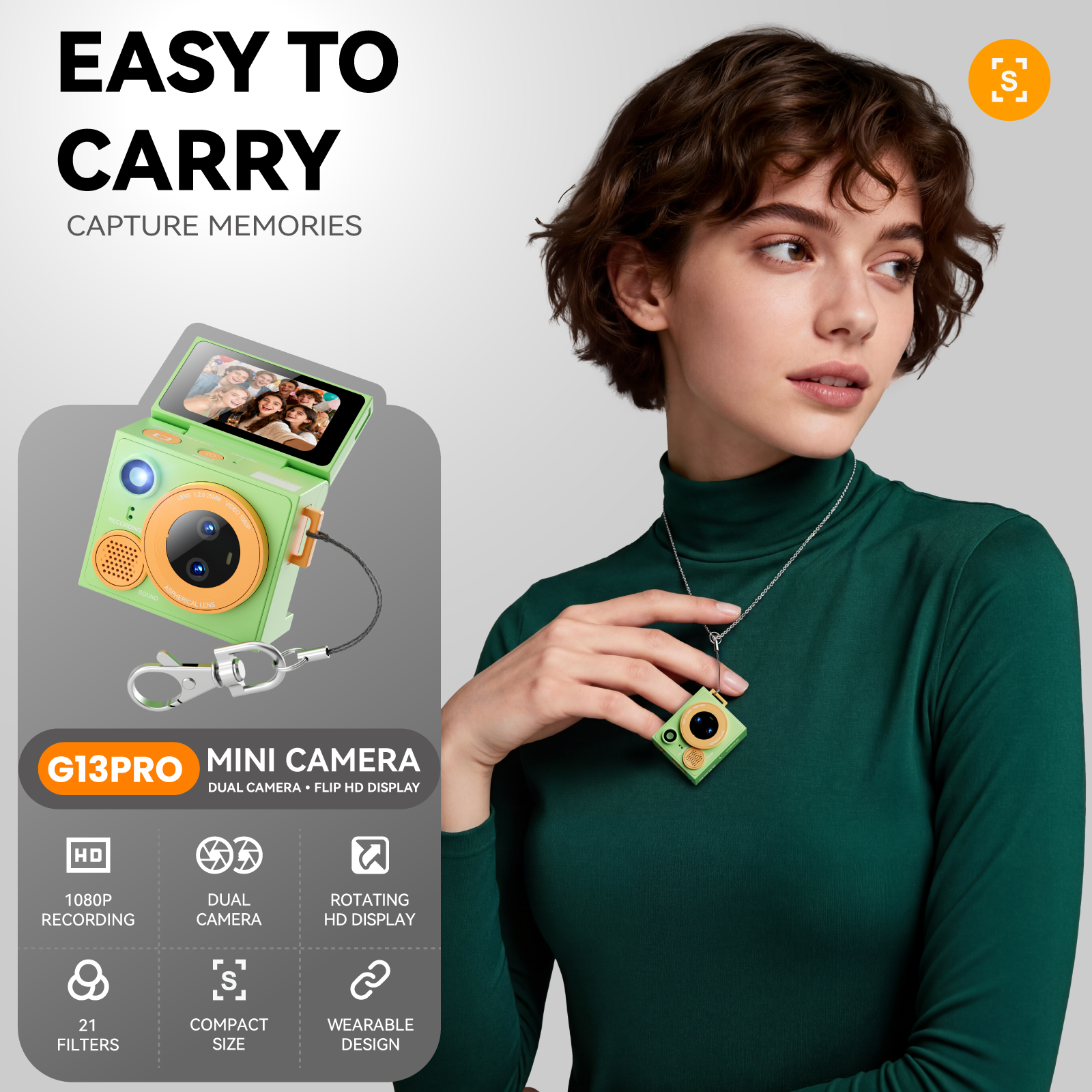 Dual Modes 2026 G13 Mini Thumb Keychain Camera 1080P HD Recording