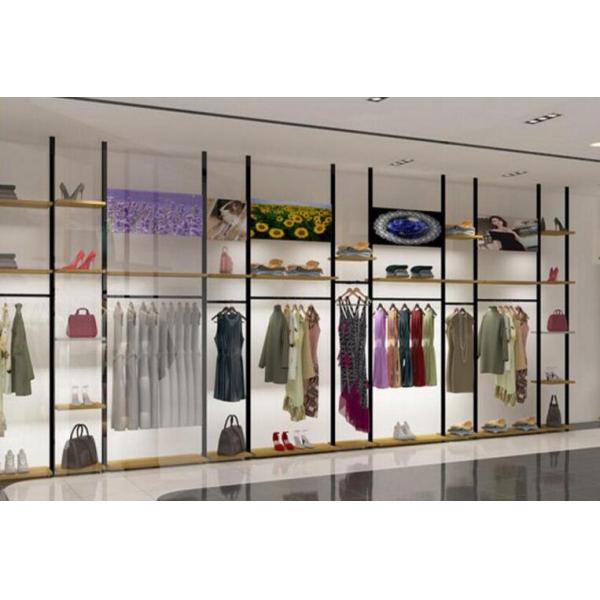 Eco Friendly Wall Garment Clothing Display Rack , Metal Clothing Display Shelves