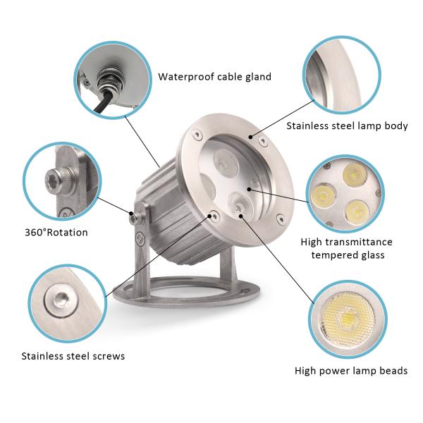 IP68 RGB Фонтанные светодиодные огни Подводная нержавеющая сталь светодиодный фонтанный свет