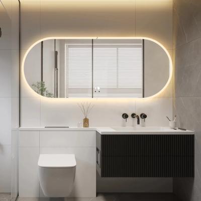 Dimmable LED Arched Bathroom Mirror Waterproof Ip44 Color Temperature Adjustable