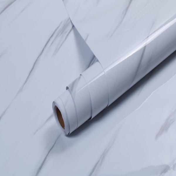 Smoke-Proof White Marble Sticker Wall Paper Kitchen Wall Stickers Wallpaper Vinyl Film Counter Stick Waterproof Removable