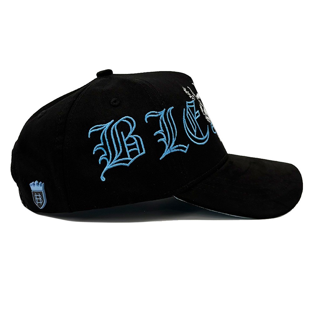 Sports Suede Baseball Caps 5 Panel Curved Brim Satin Lined Custom Embroidered Logo