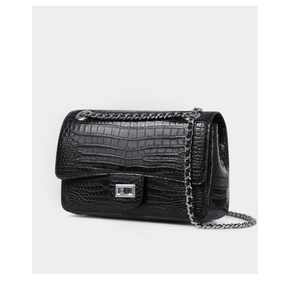 Authentic Crocodile Belly Skin Women Purse Genuine Alligator Leather Lady Flap Bag Silver Chain  Female Shoulder Bag