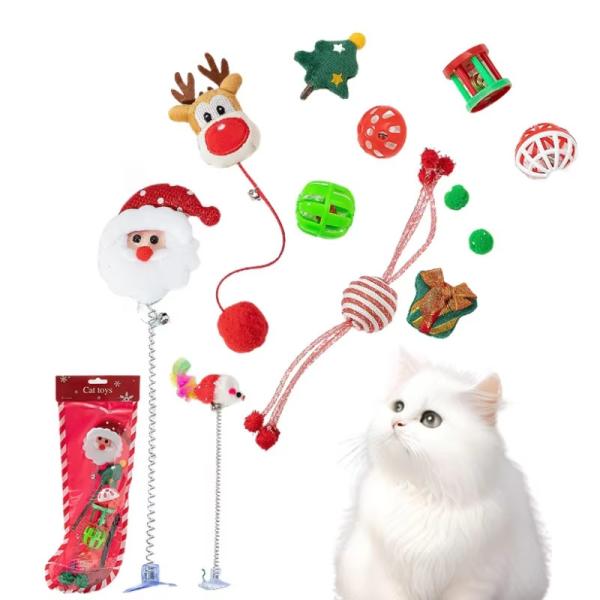 Plastic Pet Toys 10 Pack Cat Toy Sets Sustainable Christmas Stockings
