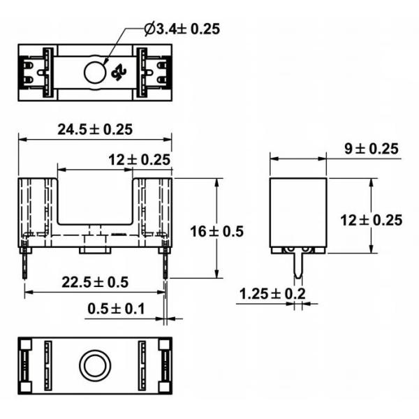 Тип держатель держателя PCB MF563 припоя патрона предохранителя 5mmX20mm 10A 250V 23mm