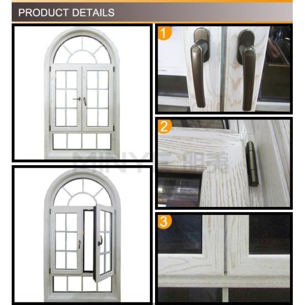 Aluminum Cladding Wood Radius Window with Grill Design 1.4mm and 14mm Profile Thickness