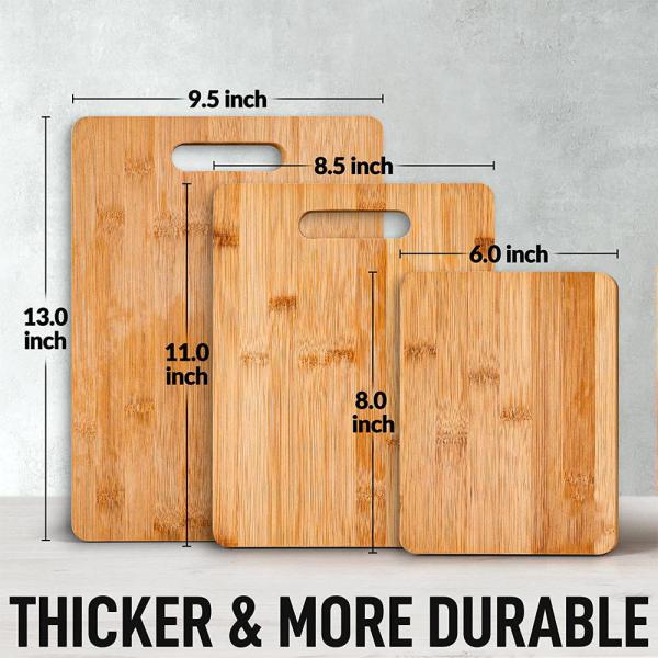 Multifunctional 3 Piece Set Bamboo Cutting Board Anti Scratches
