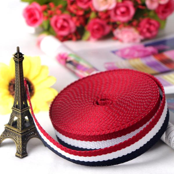 Double Face Style Tricolor Weaving Ribbon for Recycled Tricolor Holiday Nylon