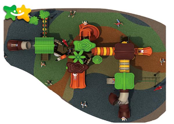 Corrediça exterior plástica robusta Playset, corrediça Forest Theme Design do campo de jogos da fibra de vidro