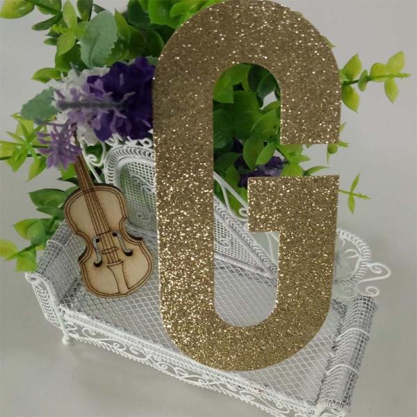 Die Cut Gold Decorative Glitter Paper Letters For Banner And Cake Topper
