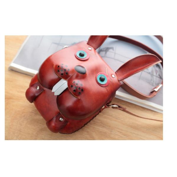 Leather messenger bag small forest animals Sen female retro cute bags