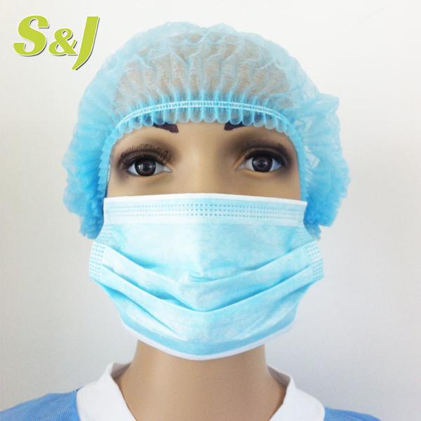 S&J Disposable non woven medical bouffant nurse cap elastic disposable cheap clip caps