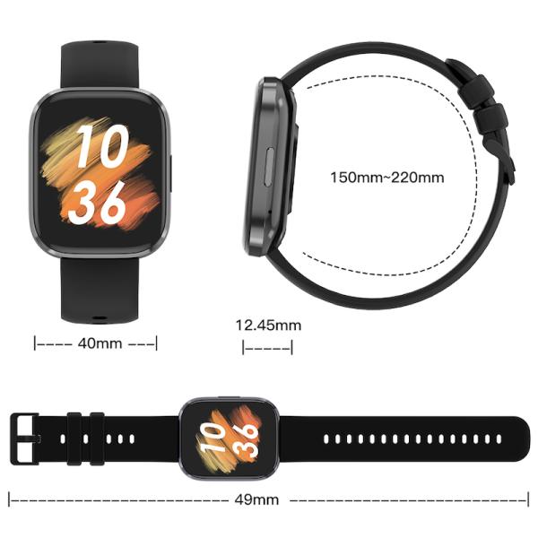 Waterproof IP68 Fitness Tracker Device 300mAh Sport Smart Watch 1.96'' Full Touch Screen