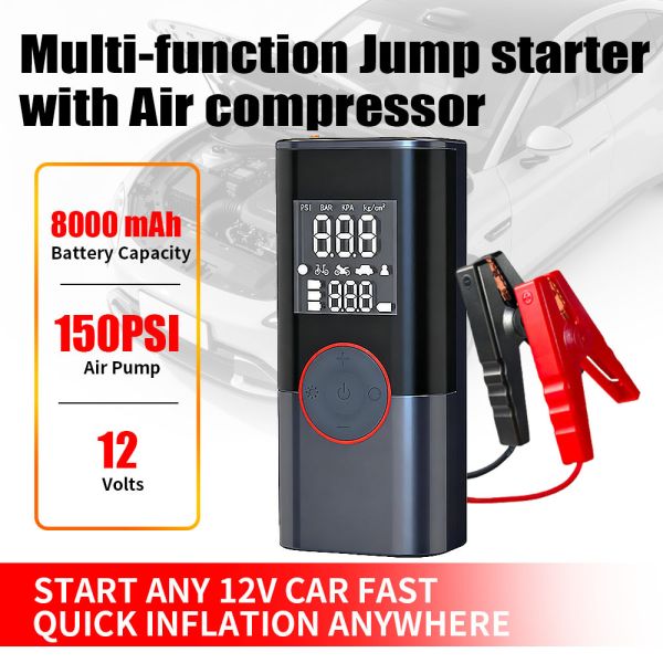Portable Car Jump Starter Starter Pack Multi Function Type C Jump Starter With Air Compressor