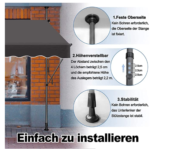 Polyester Fabric Balcony Manual Gearbox Awning with Gray Frame and Anti-UV Treatment