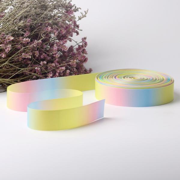 Eco-friendly Custom Printed Foldover Silk Stretch Elastic Rainbow Ribbon Elastic and Vibrant