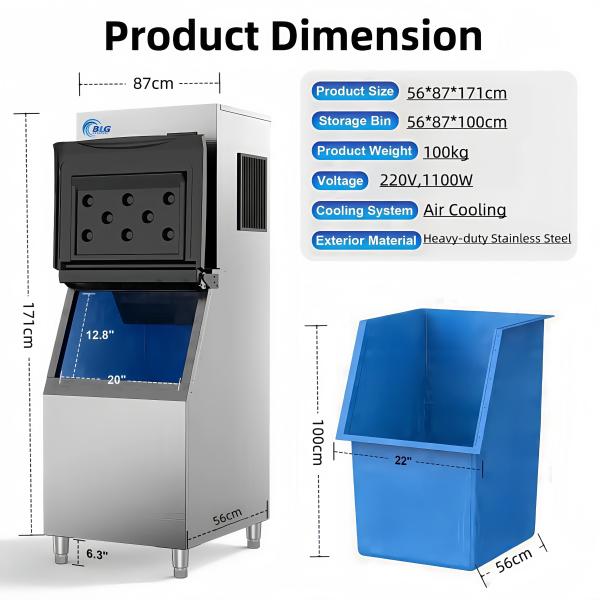 BLG High Quality 220V Automatic Commercial Cube Ice Machine Air-Cooled 55kg Intelligent Home for Cold Drinks Big Square Shape