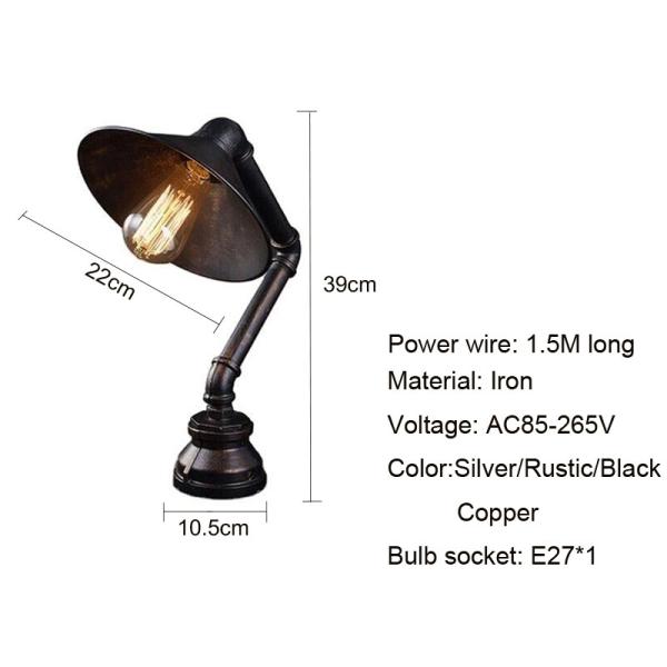 Industrial steam punk study light 110V 220V switching e27 table light water pipe iron desk table Lamp(WH-VTB-28)