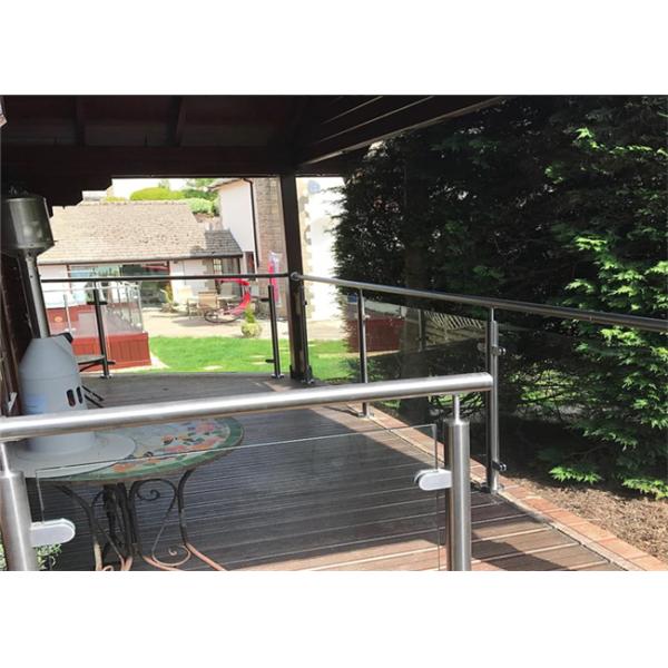 Professional Brushed Stainless Steel Glass Railing , Stainless Steel And Glass Balcony Railings