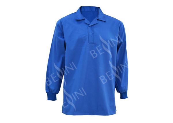 Breathable Custom Work Shirts Long Sleeve Mid Blue Color With Metal Snaps