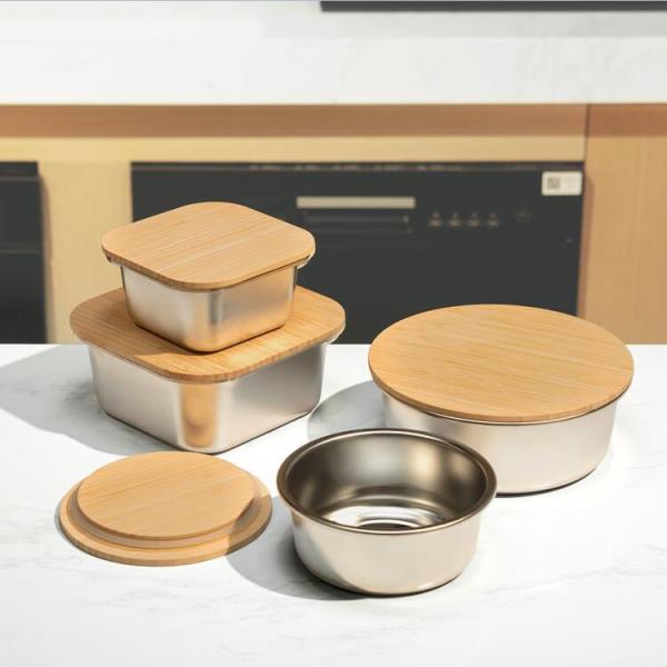 IKOO Reusable Meal Prep Boxes Stainless Steel Food Container with Bamboo Lid 